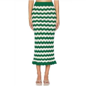 NEW MISA LOS ANGELES melina crochet midi skirt in emerald green